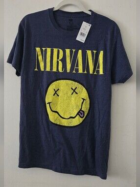 ​Nirvana Graphic Tee NWT Heather Blue Classic Smiley T-Shirt